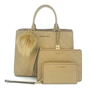 4PCS Michael Kors Adele Tote Wallet Clutch Charms